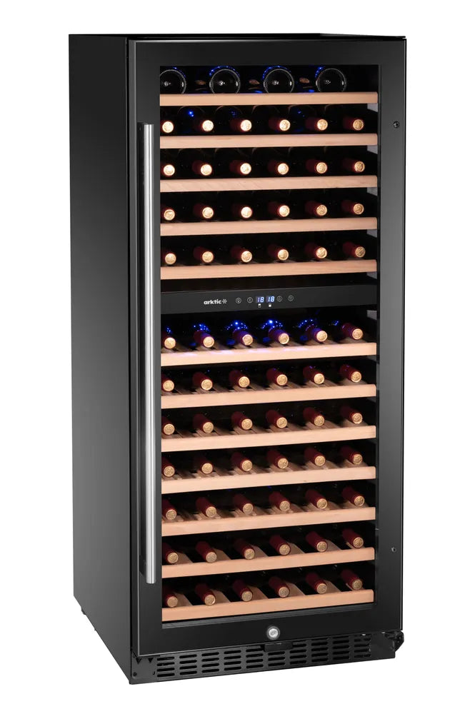 Weinkühler, 2 Zonen, 124 Flaschen, Arktic, 265L, Schwarz, 570x595x(H)1400mm