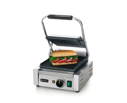 Kontaktgrill - Einzelversion, HENDI, oben und unten gerillt, 230V/1800W, 310x375x(H)216mm