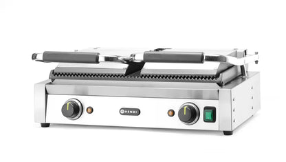 Kontaktgrill - Doppelversion, gerillte Ausführung, HENDI, oben und unten gerillt, 230V/3600W, 570x375x(H)216mm
