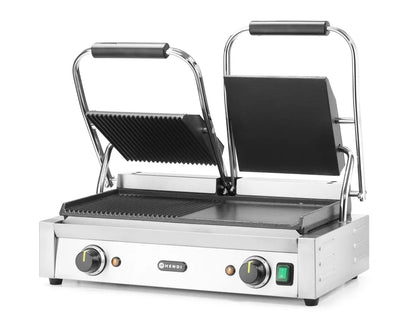 Kontaktgrill - Doppelversion, HENDI, halb glatt, halb gerillt, 230V/3600W, 570x375x(H)216mm
