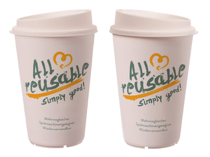 Mehrweg Kaffeebecher ALL REUSABLE To Go 0,30l weiß - 50 Stück