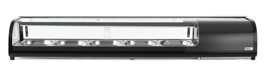 Sushi-Vitrine, Arktic, Fassungsvermögen: 5x GN 1/2 (H)40 mm (im Lieferumfang enthalten)., Schwarz, 220-240V/190W, 1800x420x(H)265mm