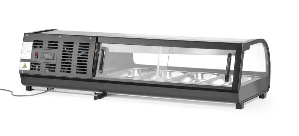 Sushi-Vitrine, Arktic, Im Lieferumfang enthalten: 4x GN 1/3 (H) 40 mm., GN 1/3, Schwarz, 220-240V/190W, 1177x426x(H)296mm