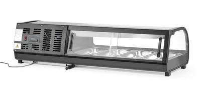 Sushi-Vitrine, Arktic, Im Lieferumfang enthalten: 4x GN 1/3 (H) 40 mm., GN 1/3, Schwarz, 220-240V/190W, 1177x426x(H)296mm