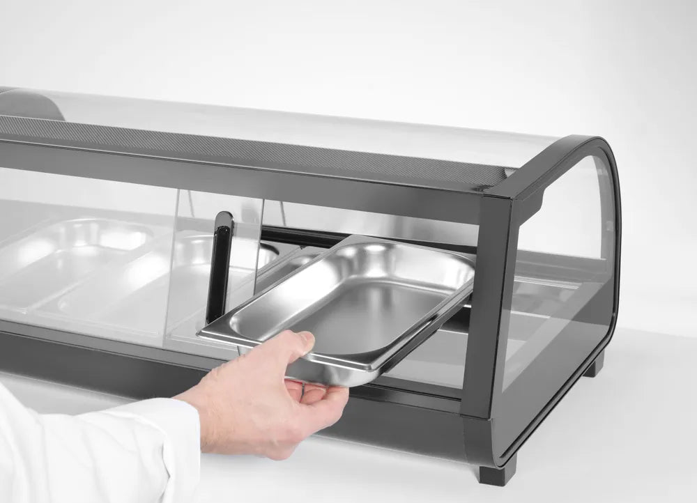 Sushi-Vitrine, Arktic, Im Lieferumfang enthalten: 6x GN 1/3 (H) 40 mm., GN 1/3, Schwarz, 220-240V/190W, 1529x426x(H)296mm