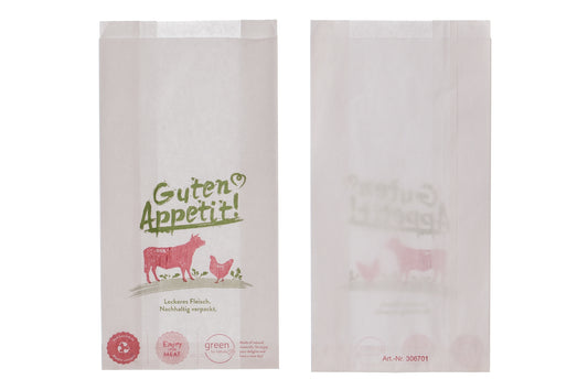 Fleischerbeutel Faltenbeutel Guten Appetit 12+5x23cm - 1000 Stück