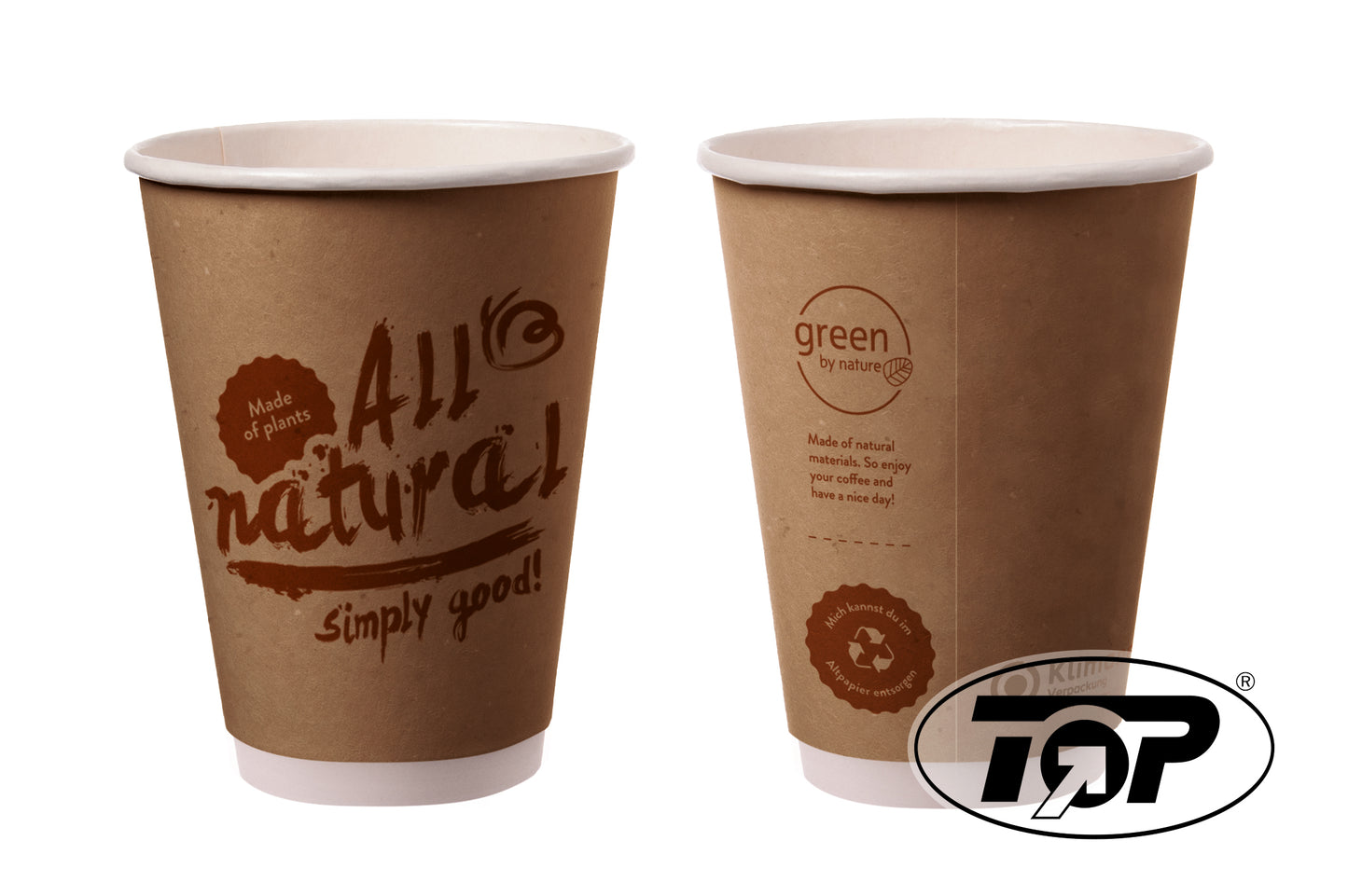 Bio Kaffeebecher To Go Recycle Me 0,20l Ø 90mm - 1000 Stück