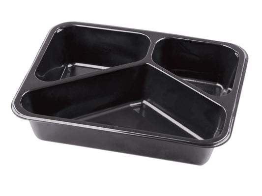 Siegelschale 910 3-geteilt schwarz 227x178x45mm - 500 Stück