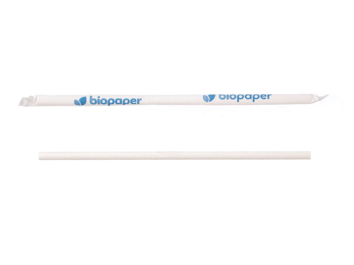 Trinkhalm Gehüllt Papier Weiß 6x200mm - 4500 Stück