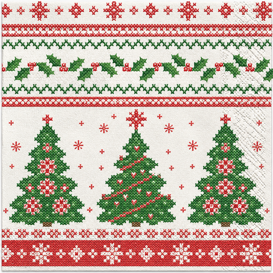 Servietten Weihnachten 33x33cm 3-lagig 1/4 Falz Gina - 100 Stück