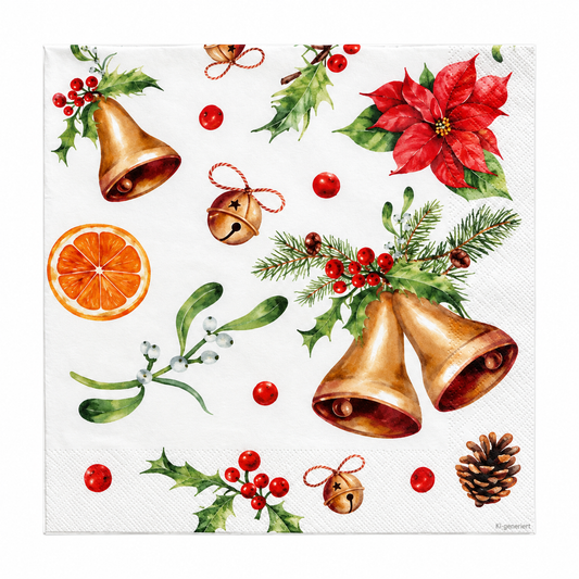 Servietten Weihnachten 40x40cm 3-lagig 1/4 Falz Marianne - 100 Stück