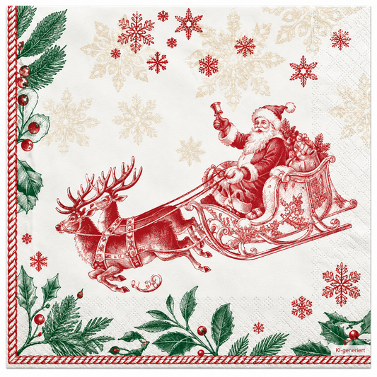 Servietten Weihnachten 40x40cm 3-lagig 1/4 Falz Tiemen - 100 Stück