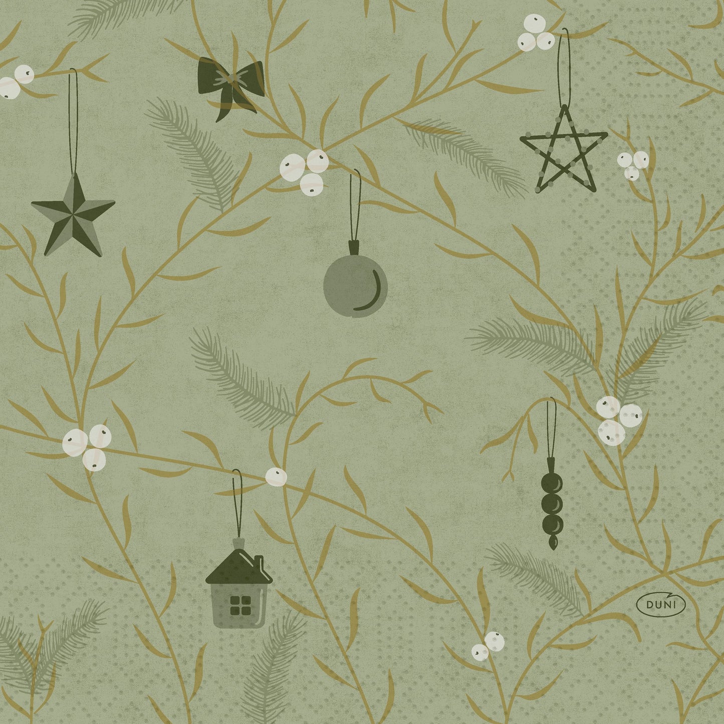 Servietten 33x33cm 3-lagig 1/4 Falz Noel Pistachio - 1000 Stück