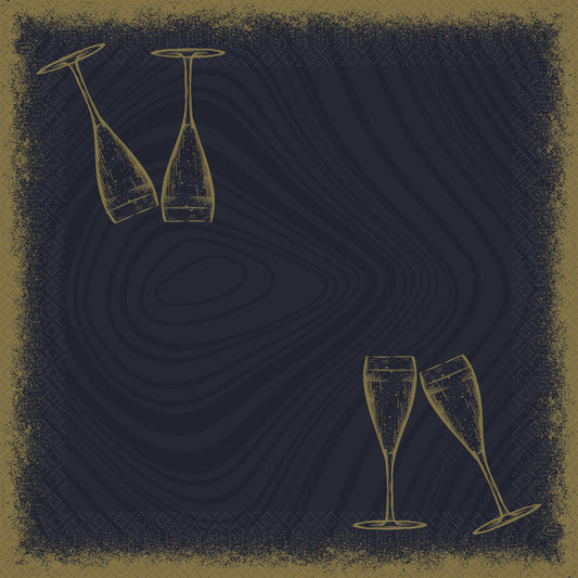 Servietten 33x33cm 3-lagig 1/4 Falz Sparkly Cheers Black - 500 Stück