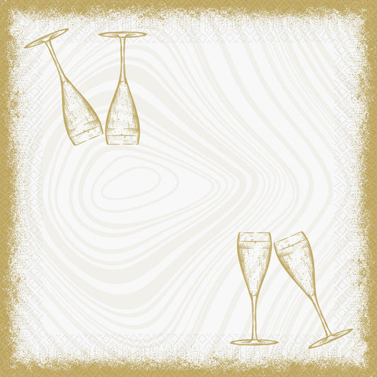 Servietten 33x33cm 3-lagig 1/4 Falz Sparkly Cheers White - 50 Stück
