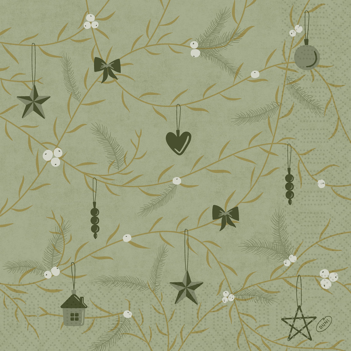 Servietten 40x40cm 3-lagig 1/4 Falz Noel Pistachio