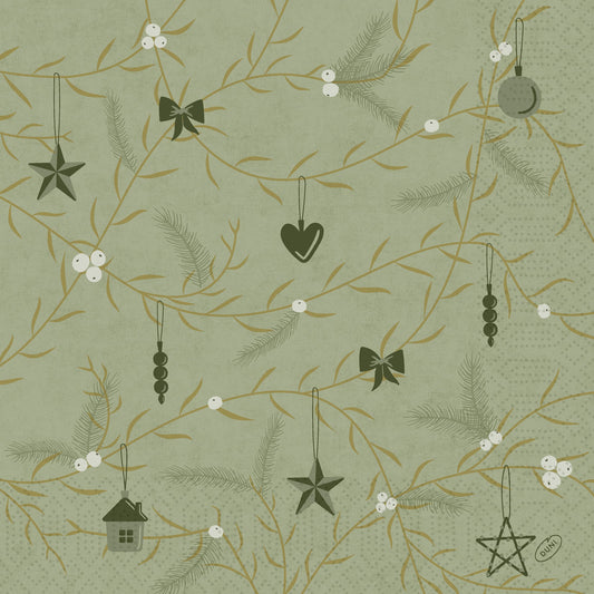 Servietten 40x40cm 3-lagig 1/4 Falz Noel Pistachio