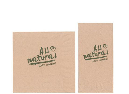 Servietten 24x24cm 2-lagig 1/4 Falz Braun ALL NATURAL - 4000 Stück