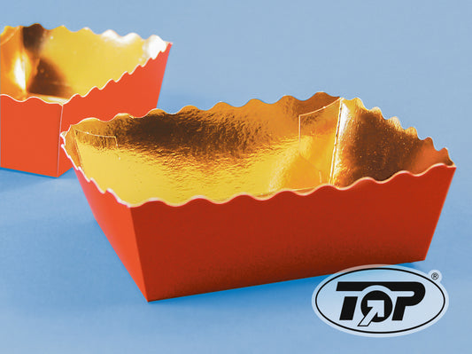 Gebäckschale Pappe Rot Gold 115x75x25mm - 500 Stück