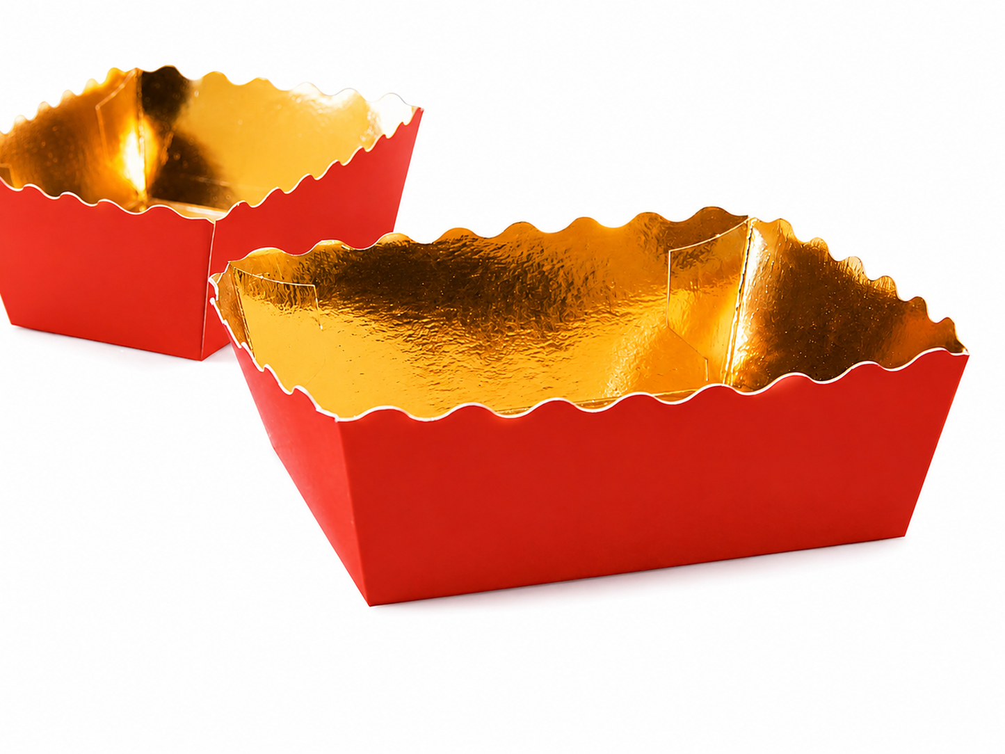Gebäckschale Pappe Rot Gold 116x91x46mm - 500 Stück