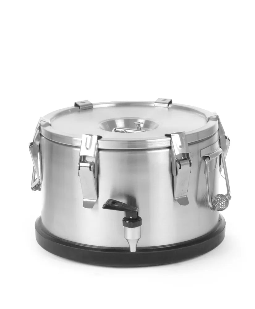 Isolierter tragbarer Behälter - mit Ablasshahn, HENDI, Profi Line, 20L, Silber, ⌀330x(H)360mm