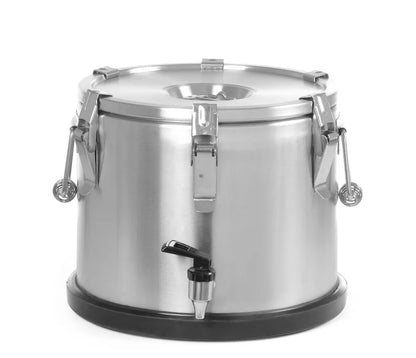 Isolierter tragbarer Behälter - mit Ablasshahn, HENDI, Profi Line, 10L, Silber, ⌀330x(H)220mm