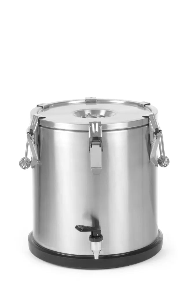 Isolierter tragbarer Behälter - mit Ablasshahn, HENDI, Profi Line, 25L, Silber, ⌀330x(H)430mm