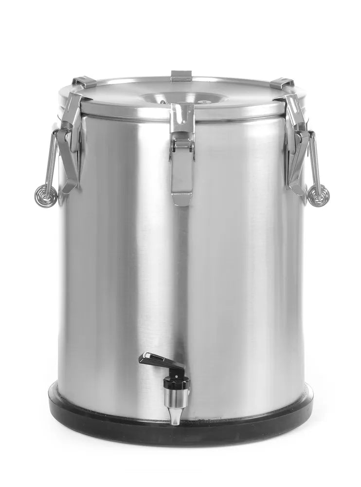 Isolierter tragbarer Behälter - mit Ablasshahn, HENDI, Profi Line, 20L, Silber, ⌀330x(H)360mm