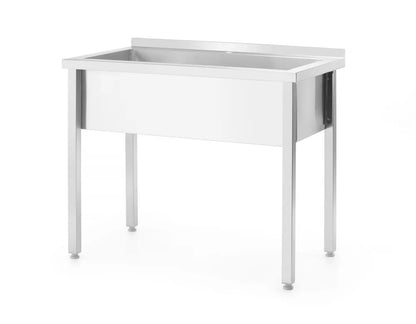 Tisch mit Einzelwaschwanne, ohne Spritzschutz – verschraubt, Tiefe 600 mm, HENDI, Budget Line, 1000x600x(H)850mm