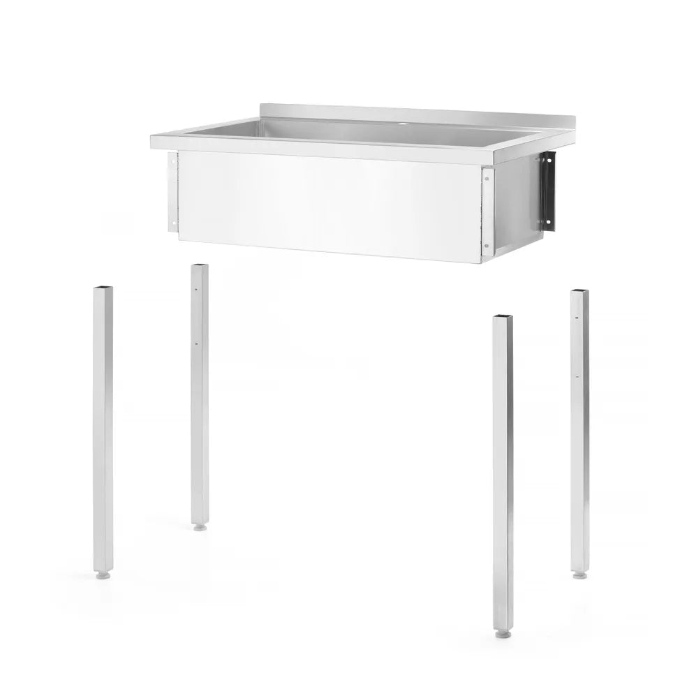 Tisch mit Einzelwaschwanne, ohne Spritzschutz – verschraubt, Tiefe 600 mm, HENDI, Budget Line, 1000x600x(H)850mm