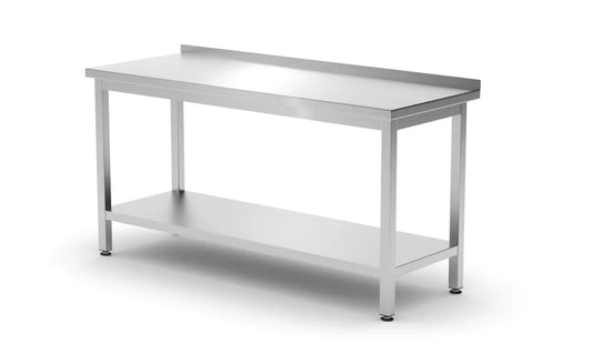 Wandtisch mit Ablage – verschraubt, Tiefe 600 mm, HENDI, Profi Line, 1600x600x(H)850mm