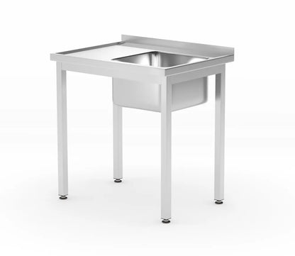 Waschtisch mit Ablage – verschraubt, Tiefe 600 mm, HENDI, Profi Line, Linke Seite, 800x600x(H)850mm