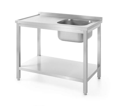 Waschtisch mit Ablage – verschraubt, Tiefe 600 mm, HENDI, Profi Line, Rechte Seite, 800x600x(H)850mm