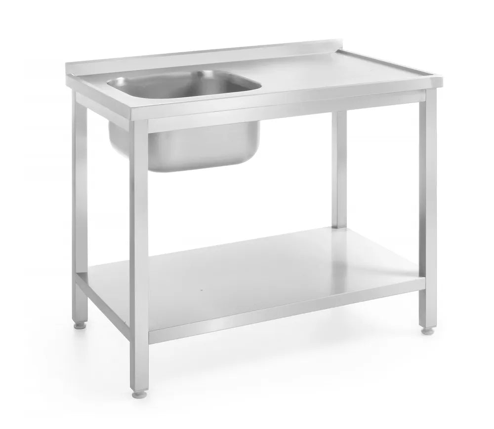 Waschtisch mit Ablage – verschraubt, Tiefe 600 mm, HENDI, Profi Line, Rechte Seite, 800x600x(H)850mm