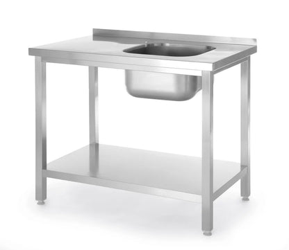 Spültisch mit Ablage, verschraubt, HENDI, Kitchen Line, Spülbecken auf der rechten Seite, 800x600x(H)850mm