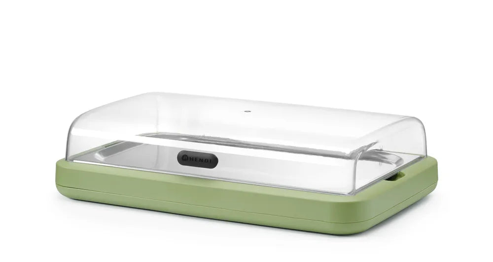 Kühldisplay UNIQ, HENDI, designed by Robert Bronwasser, GN 1/1, Grün, 593x389x(H)147mm, Rechteckig