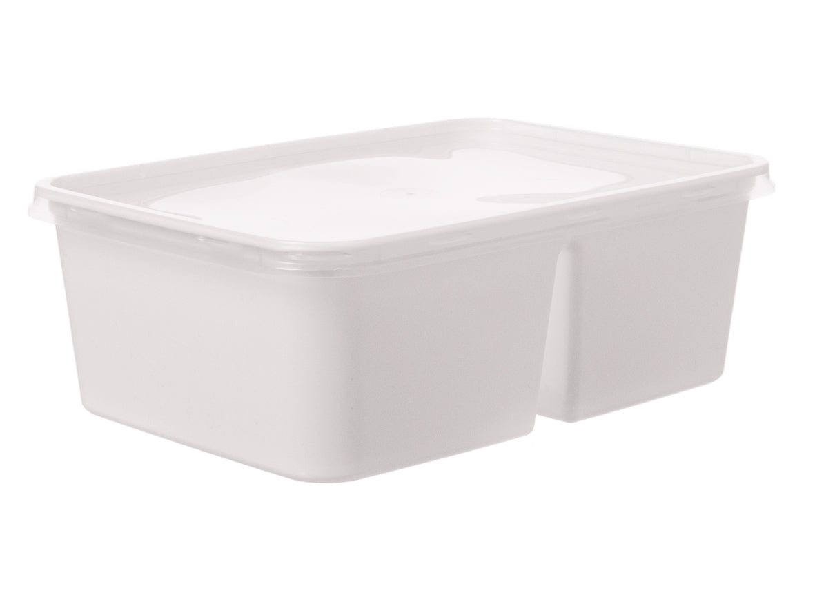 Menüschalen PP 2-geteilt 1000ml mit Deckel 182x135x63mm - 500 Stück