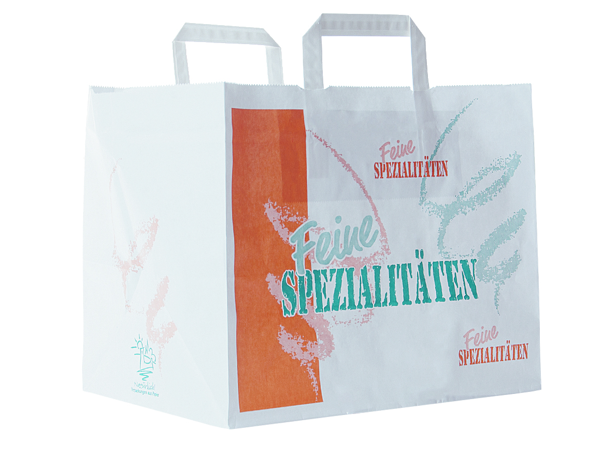Papiertasche Tragetasche Spezialitäten 32+22x26cm - 250 Stück