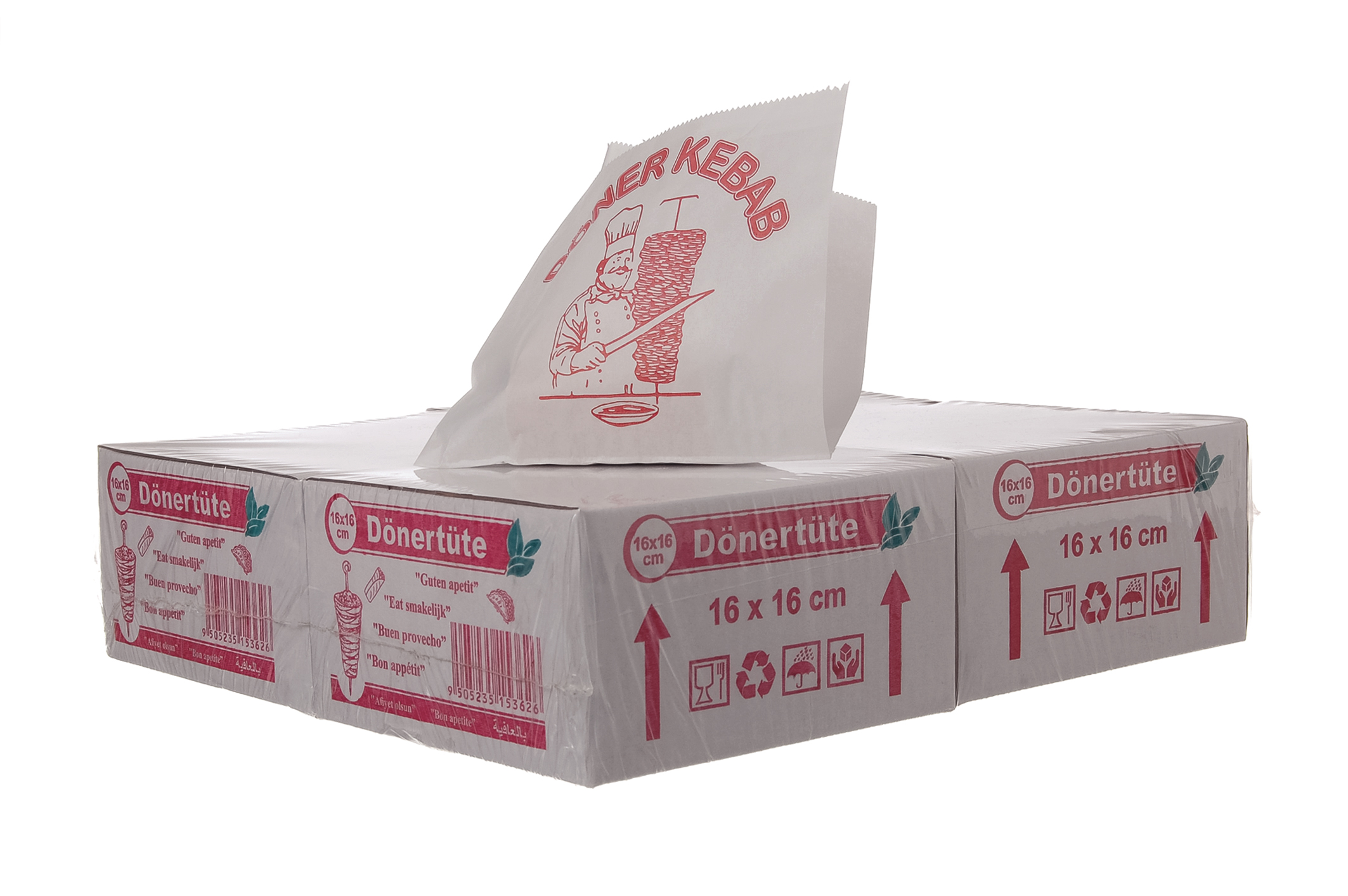 DÖNER BEUTEL TÜTEN SPENDERKARTON ECO NACHHALTIG Dönerbeutel Dönertüte 16x16cm 4x1 kg - ca. 450 Stück pro kg