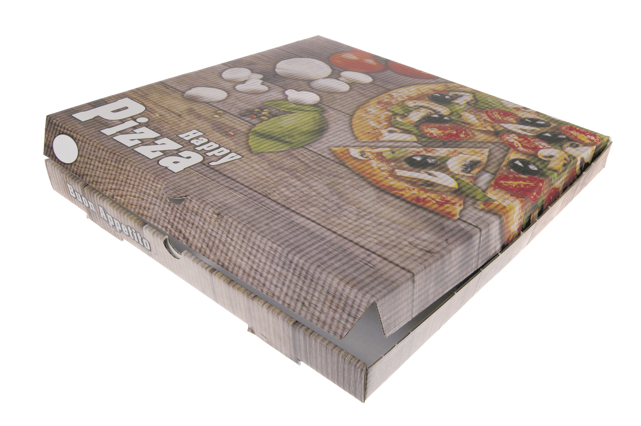 Pizzakarton 45x45x5 Onda Bas Happy Pizza - 50 Stück