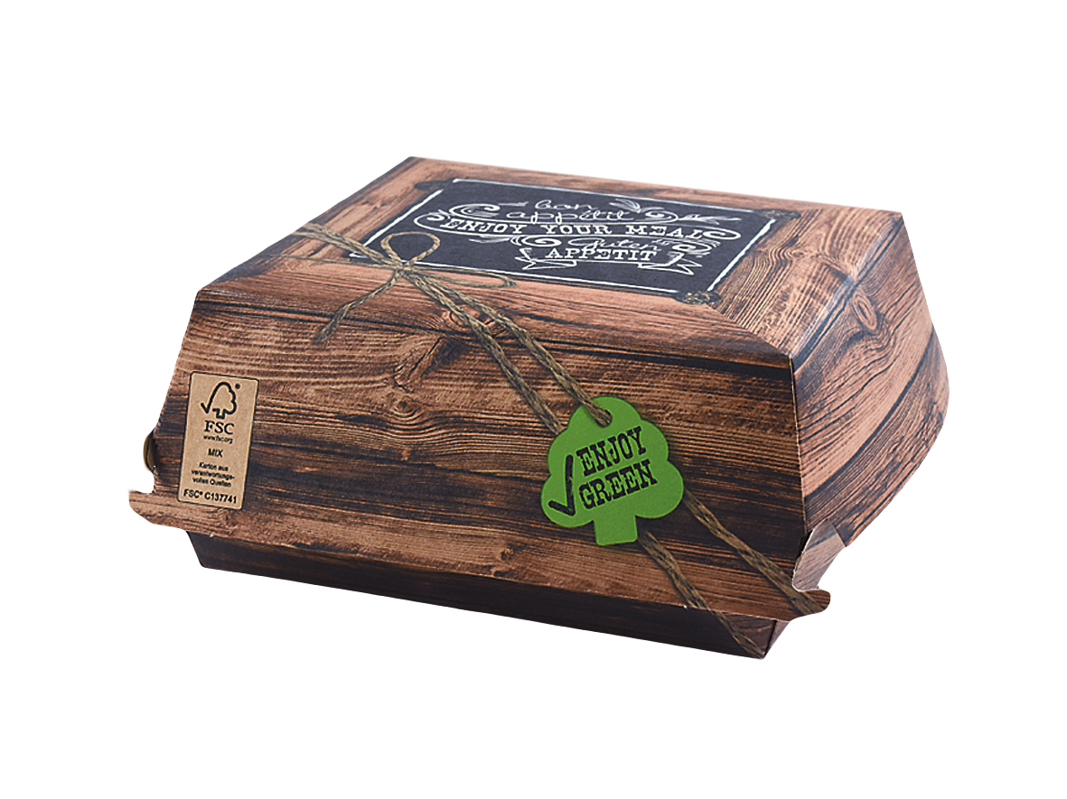 Shopbild Burgerbox Hamburger Box XL ENJOY GREEN 145x145x76mm - 600 Stück