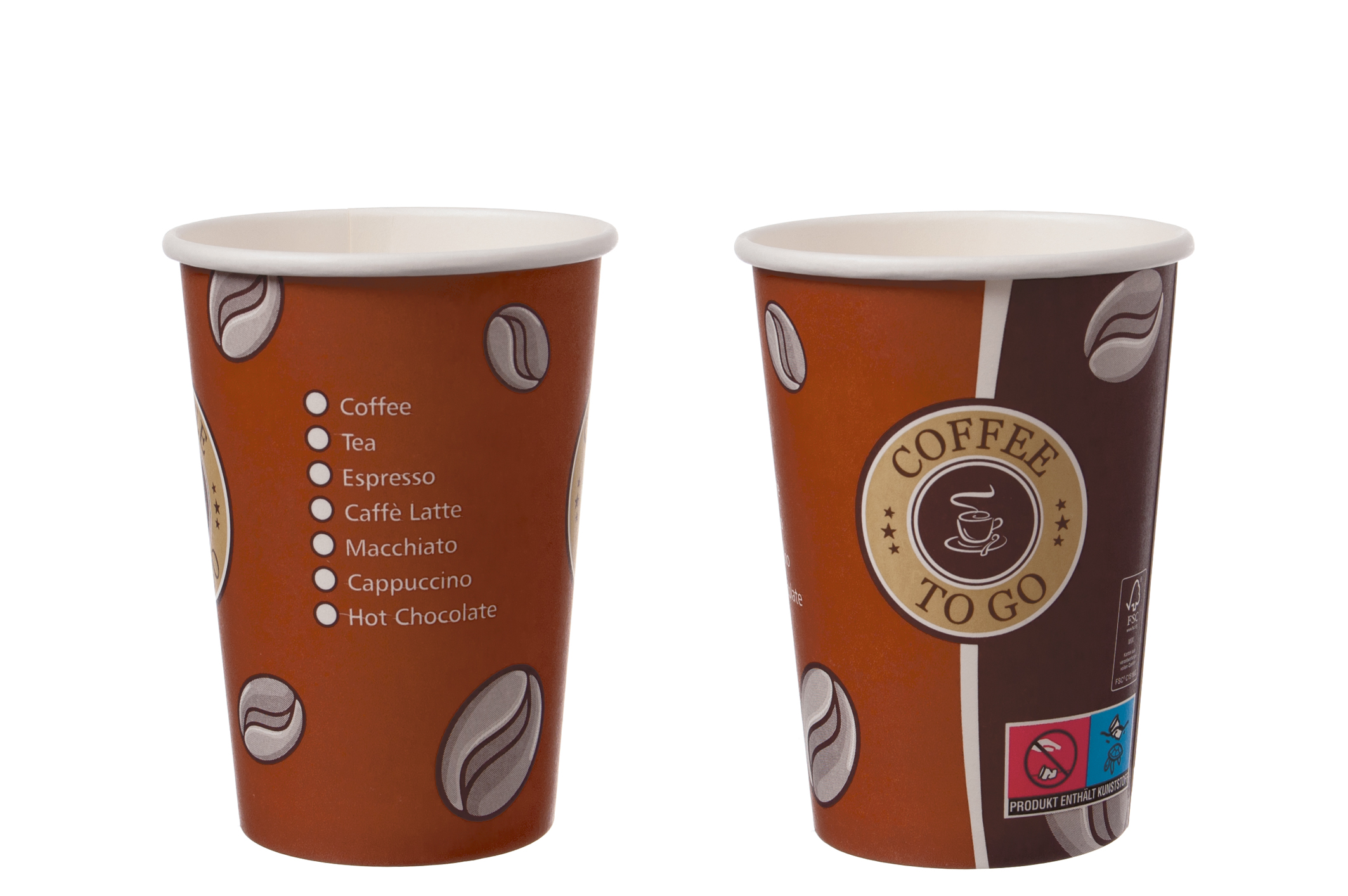 KAFFEEBECHER COFFEE GO GO BECHER Kaffeebecher Pappe To Go Topline 0,25l Ø 80mm - 1000 Stück