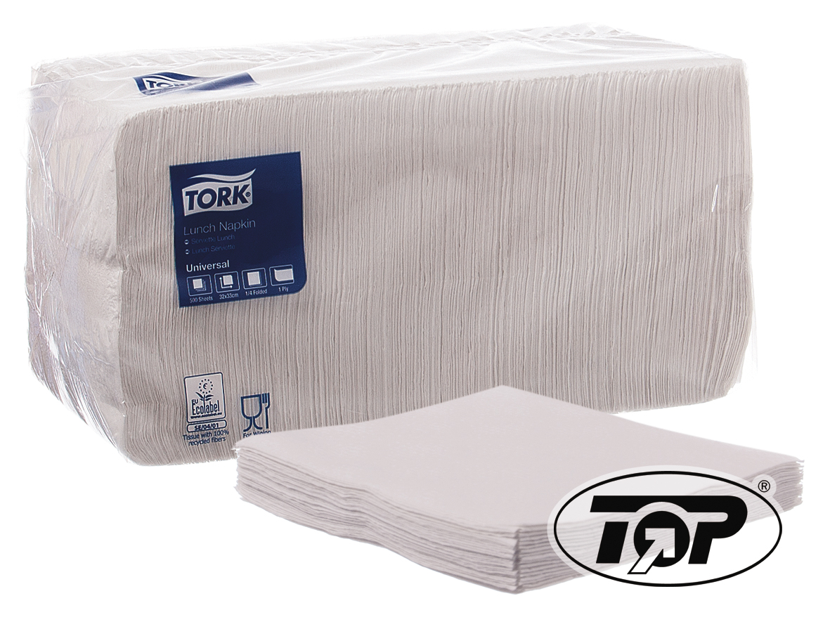 Prägeserviette Serviette 33x33cm 1-lagig 1/4 Falz Weiß Geprägt