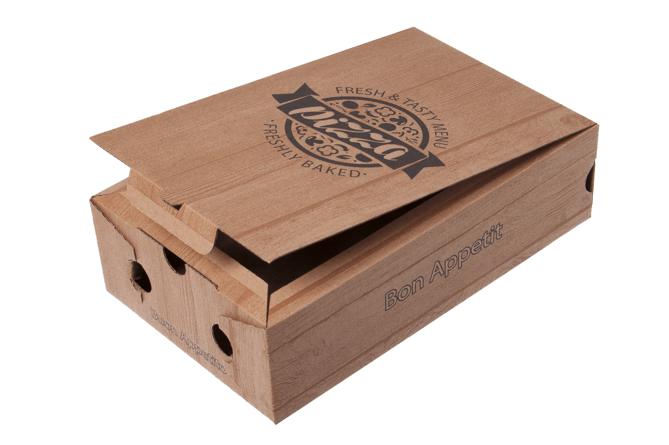 PIZZAKARTON BRAUN FRESH TASTY NACHHALTIG ECO Pizzakarton 7x8x28 Braun Fresh&Tasty Rollo- 200 Stück