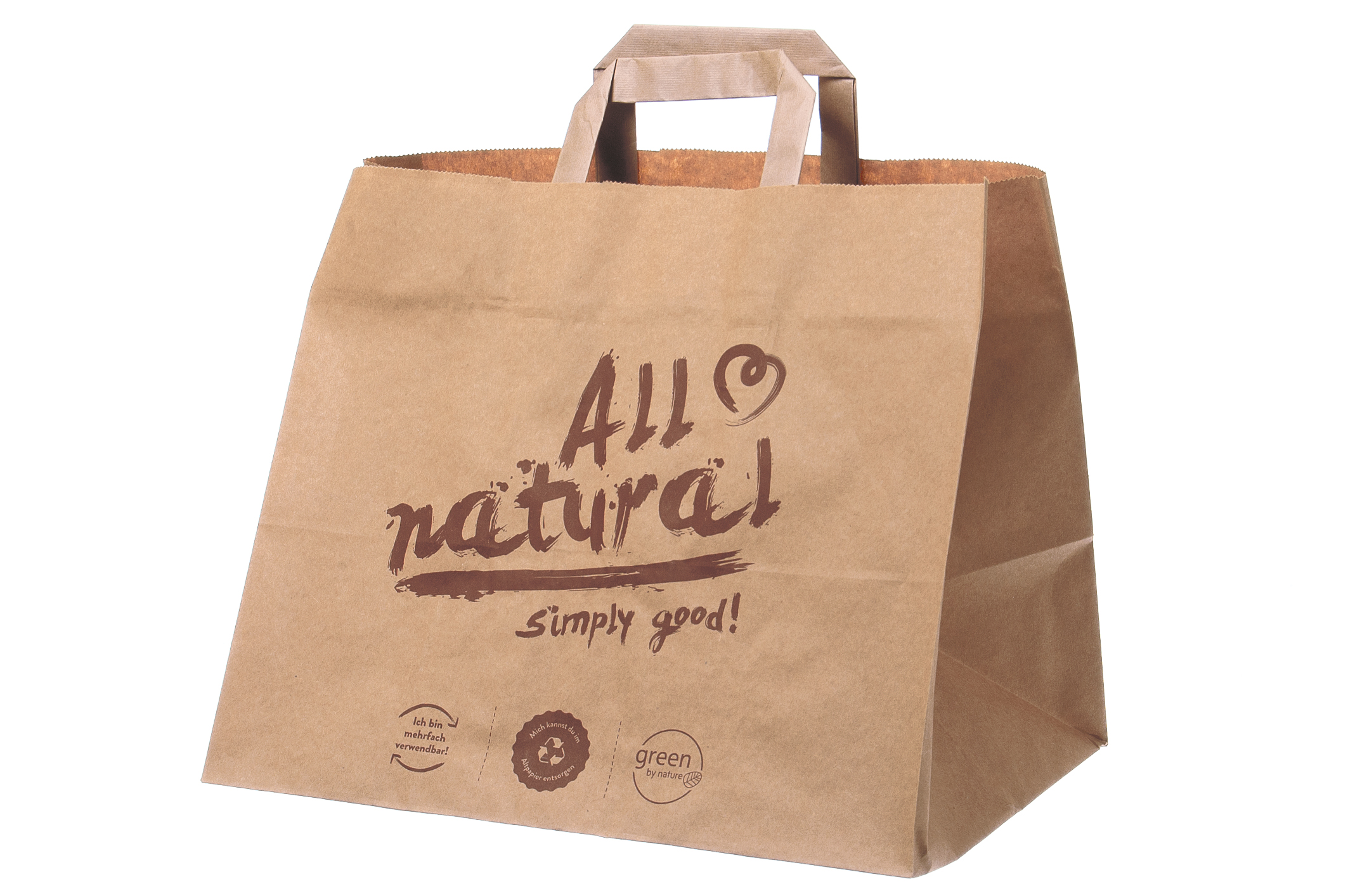 Papiertasche Tragetasche ALL NATURAL 32+22x26cm - 250 Stück